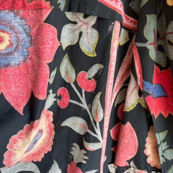 Vintage 90s Boho Hippie Colorful Floral Tropical Oversized Blazer Jacket - Picture 7 of 8